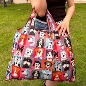 Colorful Adorable Dog Print Foldable Tote Bag